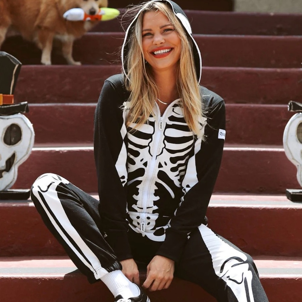 NEW Tipsy Elves Black and White Skeleton Onesie LARGE Unisex